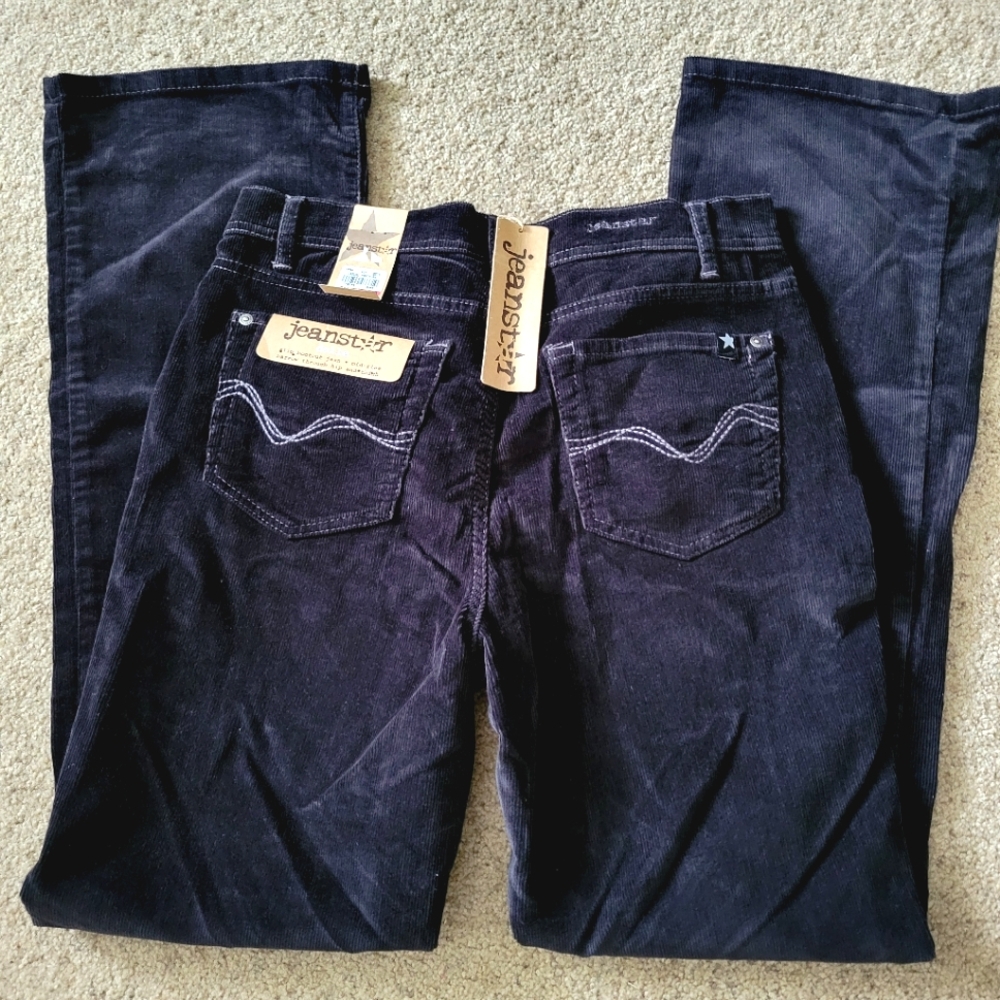 Jeanstar Black Corduroy Pants Size 8 - 32" inseam Slim Bootcut NEW